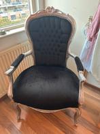 Elegante Stoel met Poef - Zwart & Zilver, Ophalen