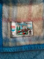 Vintage wollen deken - blauw/roze ruit, Ophalen of Verzenden, Zo goed als nieuw