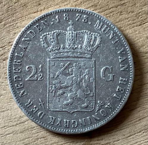 2,5 gulden 1873 Willem III, Postzegels en Munten, Munten | Nederland, Losse munt, 2½ gulden, Koning Willem III, Zilver, Ophalen