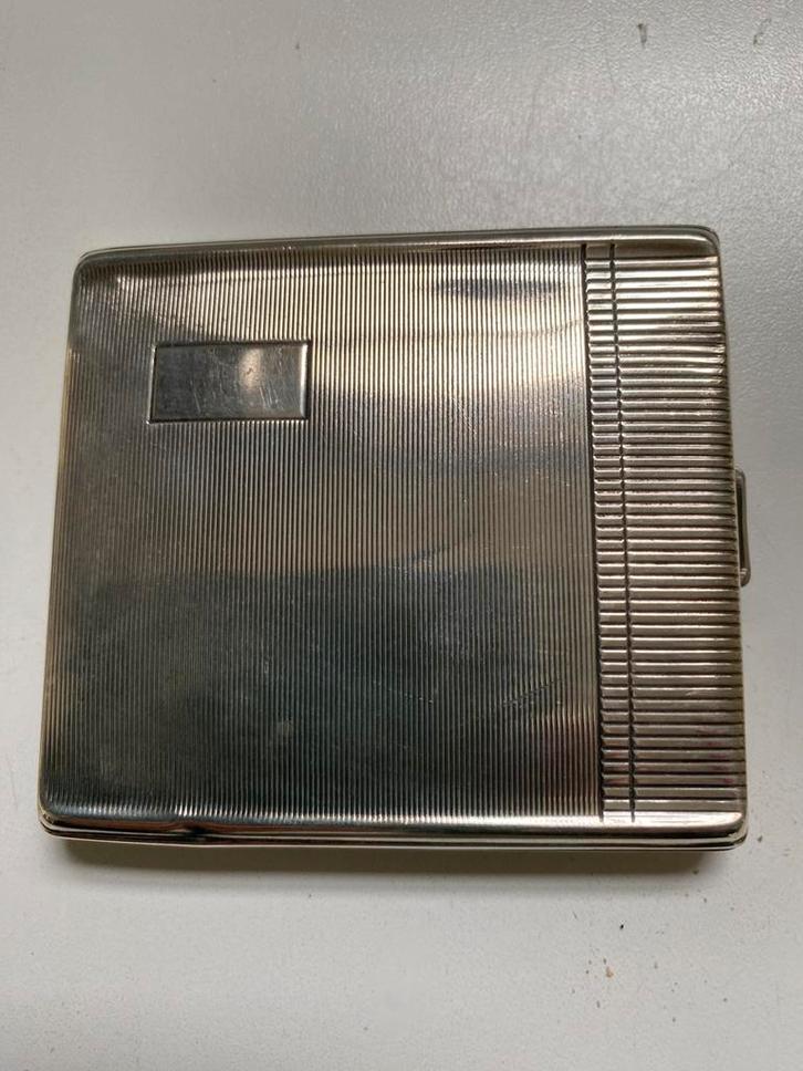 Antieke Zilveren Art Deco Sigarettenkoker/Visitekaartjesdoos, Antiek en Kunst, Antiek | Goud en Zilver, Goud, Zilver, Ophalen of Verzenden