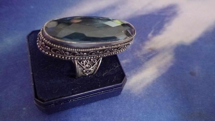 Blue Topaz Ring #925 Sterling Silver, Sieraden, Tassen en Uiterlijk, Ringen, Nieuw, Dame of Heer, 19 tot 20, Zilver, Zilver, Met edelsteen