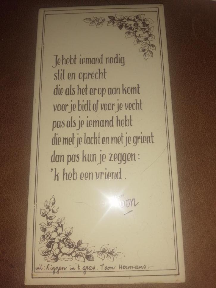 Wandtegel Toon Hermans - 'k heb een vriend, Huis en Inrichting, Woonaccessoires | Wanddecoraties, Zo goed als nieuw, Ophalen of Verzenden