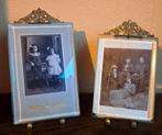 4 art deco fotolijsten 2x dik facet glas, pootjes versiering, Ophalen of Verzenden