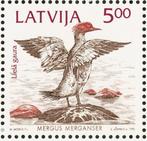 Letland 10 - Dieren: vogels (grote zaagbek), Postzegels en Munten, Ophalen of Verzenden, Dier of Natuur, Postfris