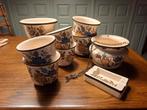 Vintage Flora Gouda Plateel Bloempotten Set, Tuin en Terras, Bloempotten, Ophalen, Gebruikt, Rond, Tuin