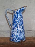 Oude brocante Franse lampetkan waterkan blauw gemarmerd, Ophalen of Verzenden