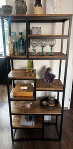 Industriële Open Kast met Houten Planken, Ophalen, Met plank(en), 50 tot 100 cm, Zo goed als nieuw
