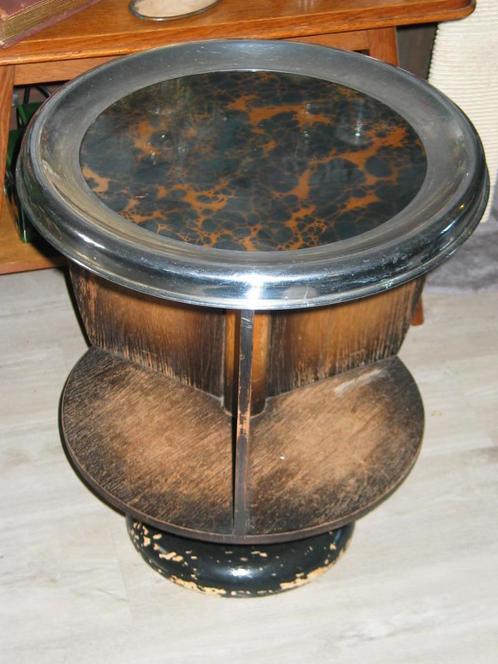 Mid century drank tafeltje draaibaar met glas op bovenzijde, Huis en Inrichting, Tafels | Sidetables, Gebruikt, 25 tot 50 cm, 50 tot 100 cm