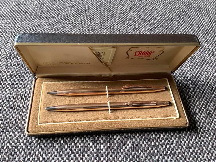 Cross gouden pennenset, Verzamelen, Pennenverzamelingen, Zo goed als nieuw, Balpen, Cross, Ophalen of Verzenden