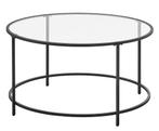 VASAGLE ronde salontafel met zwart metalen frame, Nieuw, Glas, Rond, 45 tot 60 cm