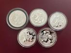 Set van 5 zilveren China Panda munten – 30g .999, Ophalen of Verzenden, Zilver