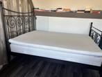 Zwart metalen bed, Ikea. Incl matras en Topper, Ophalen, Gebruikt, Zwart, Tweepersoons