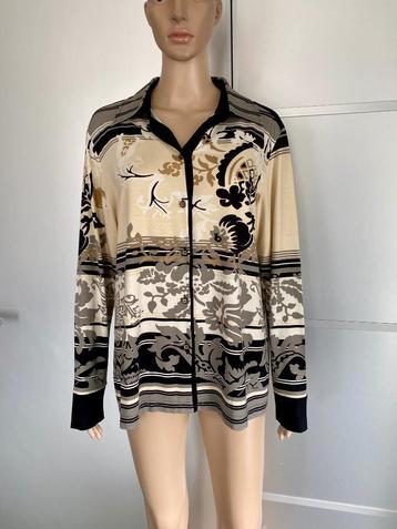 i344 Nieuw: Sommermann maat 46=XL vest blouse beige/zwart beschikbaar voor biedingen