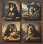 Tibetaanse Mastiff Rembrandt stijl onderzetters met houder, Ophalen of Verzenden, Nieuw, Glas of Kopje