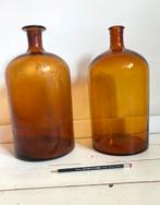 2 oude Apothersflessen  - Amberkleurig glas, Gebruikt, Overige kleuren, Ophalen of Verzenden, Glas