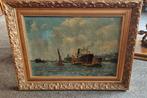 HAVENGEZICHT ROTTERDAM MAASHAVEN  OUDOLIEVERF OP DOEK 75X55, Antiek en Kunst, Kunst | Schilderijen | Klassiek, Ophalen