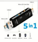 5 in 1 kaartenlezer met USB sd c micro sd bieden, Ophalen of Verzenden, Nieuw
