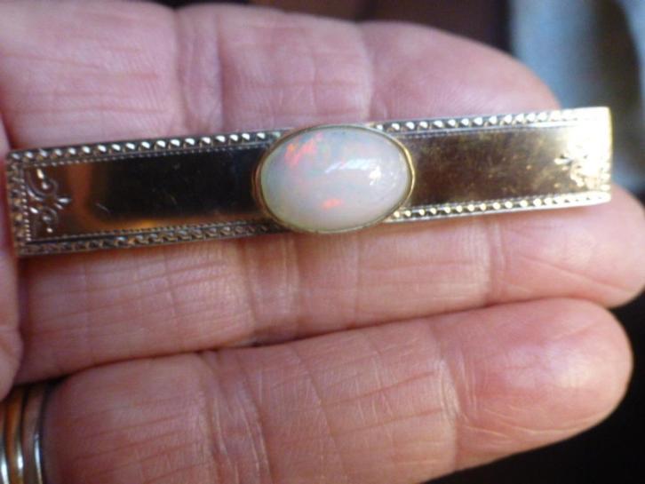 Victoriaanse Antieke Gouden Broche grote volle Opaal, Sieraden, Tassen en Uiterlijk, Antieke sieraden, Ring, Zilver, Verzenden