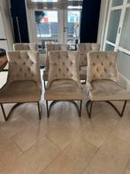 6 luxe beige velvet eetkamerstoelen uitstekende staat, Huis en Inrichting, Stoelen, Ophalen, Overige kleuren, Stof, Vijf, Zes of meer stoelen