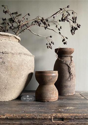 Oud houten okhli potje Aura Peeperkorn stoer sober landelijk beschikbaar voor biedingen