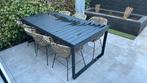 Tuintafel aluminium plus 6 stoelen staal met riet, Tuin en Terras, Ophalen of Verzenden, Gebruikt, Aluminium, Bank