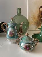 Groen, koffiekannetje en suikerpot mocca porselein ,, Antiek en Kunst, Ophalen of Verzenden