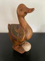 Houten Eend met Ei - Decoratie Beeldje, Antiek en Kunst, Ophalen of Verzenden