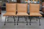 4x luxe eetkamerstoel Sanne Jess Design leer met wieltjes, Huis en Inrichting, Stoelen, Ophalen, Zo goed als nieuw, Metaal, Vier
