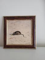 Olieverfschilderijtje van een muis., Ophalen of Verzenden