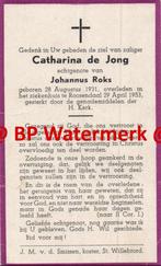 Jong de Catharina 1931 1953 Roosendaal x Roks - 20723, Verzamelen, Bidprentjes en Rouwkaarten, Bidprentje, Ophalen of Verzenden