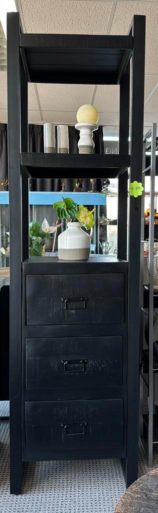 Boekenkast Britt Zwart, Huis en Inrichting, Kasten | Boekenkasten, Nieuw, 50 tot 100 cm, 150 tot 200 cm, 25 tot 50 cm, Met lade(s)