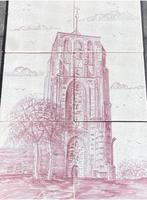 Uniek tegel tableau set   Oldehove Leeuwarden  Rood/Wit, Antiek en Kunst, Ophalen of Verzenden