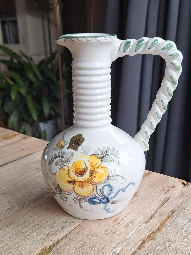 Vintage Ulmer keramiek karaf met bloemmotief, Antiek en Kunst, Antiek | Keramiek en Aardewerk, Ophalen of Verzenden