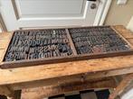 Antieke letterbak & drukletters – vintage letterpress set, Ophalen of Verzenden