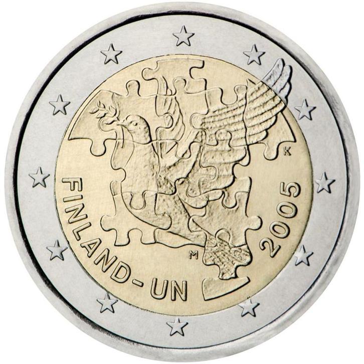 2 euro Finland 2005 - 50 jaar lidmaatschap VN (UNC), Postzegels en Munten, Munten | Europa | Euromunten, Losse munt, 2 euro, Finland