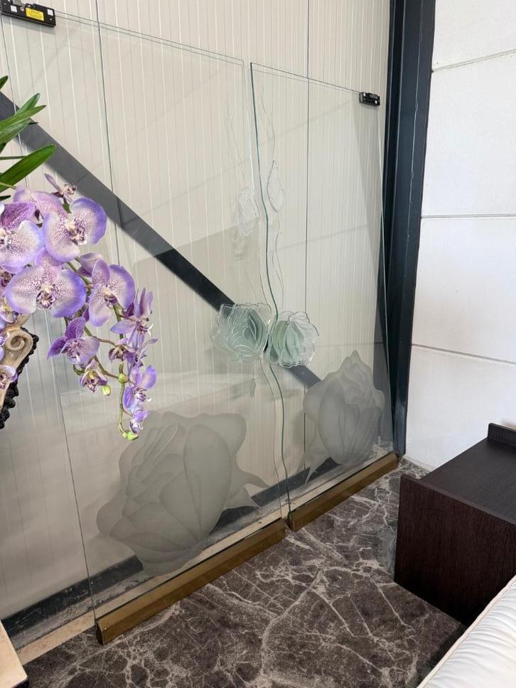 Glazen binnendeuren  met bloemen decor, Doe-het-zelf en Verbouw, Deuren en Horren, Nieuw, Binnendeur, 200 tot 215 cm, 80 tot 100 cm