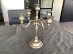 Zware zilverkleurige/verzilverde kaarsen kandelaar ., Ophalen, Gebruikt, Zilver, 25 tot 50 cm