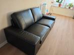 Zwarte leren bank - bijna nieuw!, Huis en Inrichting, Ophalen