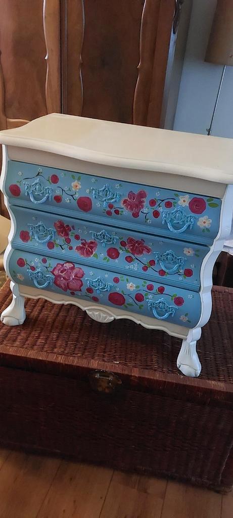 Vintage Commode met Bloemen, Huis en Inrichting, Kasten | Dressoirs, Gebruikt, 50 tot 100 cm, 25 tot 50 cm, Met lade(s), Overige houtsoorten