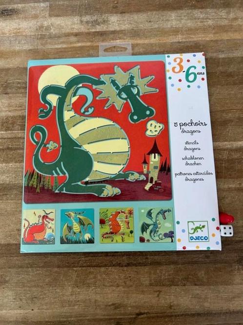 Djeco 5 draken sjablonen, Kinderen en Baby's, Speelgoed | Educatief en Creatief, Nieuw, Knutselen, Ophalen of Verzenden