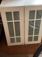 Witte glazen kastje, Huis en Inrichting, Kasten | Vitrinekasten, Ophalen, Klassiek rustikaal, Met deur(en), Glas