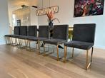 6 luxe eetkamerstoelen met gouden poten, Huis en Inrichting, Stoelen, Ophalen of Verzenden, Zo goed als nieuw, Goud gouden, Vijf, Zes of meer stoelen