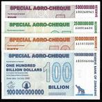 Zimbabwe 2008 Agro-Cheque, 4 biljetten NU € 59,00 (UNC), Verzenden, Zimbabwe, Setje