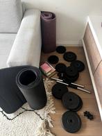 Fitnessapparatuur inclusief gewichten, Ophalen, Zo goed als nieuw, Halterschijven