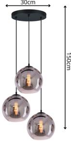 Te koop.Hanglamp 3-Lichts Bol | Rookglas, Huis en Inrichting, Lampen | Hanglampen, Ophalen, Zo goed als nieuw, Glas, 75 cm of meer