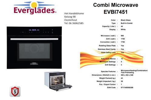 Nieuwe 45cm inbouw combi magnetron 5 jaar gar. actieprijs, Witgoed en Apparatuur, Magnetrons, Nieuw, Inbouw, Combimagnetron, 45 tot 60 cm