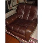 Leren fauteuil donkerbruin, Ophalen, Gebruikt, Leer