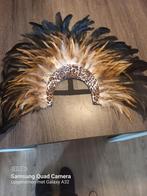 Hoofdtooi met veren en luipaardprint, Ophalen of Verzenden, Zo goed als nieuw