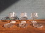 Set van 3 gegraveerde cognacglazen met 3 glazen onderzetters, Ophalen of Verzenden, Gebruikt, Overige typen