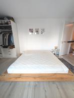 Gussta Balkenbed Rustiek Eiken 180x200 + Lattenbodems, Ophalen, Gebruikt, Bruin, Rustiek